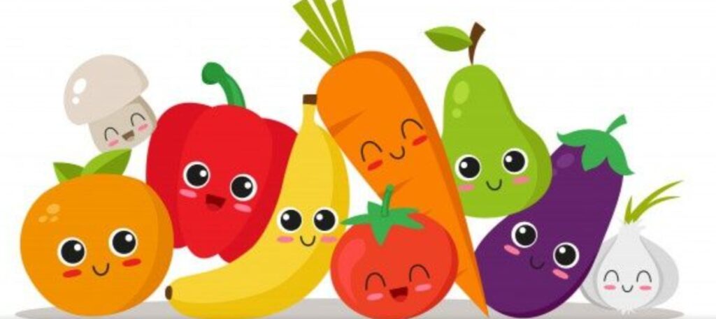 fruits and vegetables cartoon figures